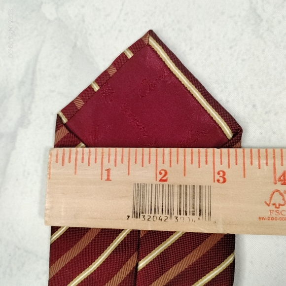Charles Wain Men's Silk Striped Red and Gold Tie Woven Classic Style TAG Formal - Picture 4 of 10